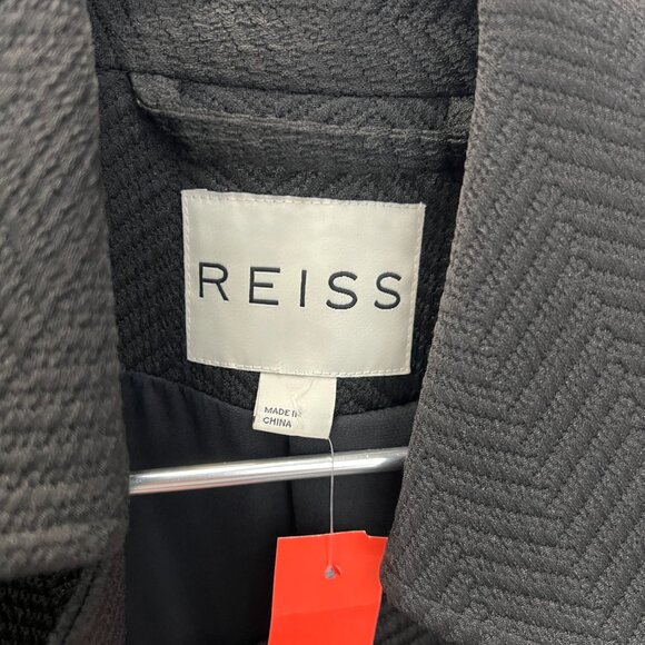 $318 Reiss Black Textured Asymmetric Zip Lyndon Jacket size 6 - Picture 11 of 13